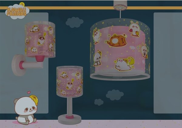 Dalber 41769S - Детска стенна лампа KAWAII FRIENDS 1xE27/15W/230V розова