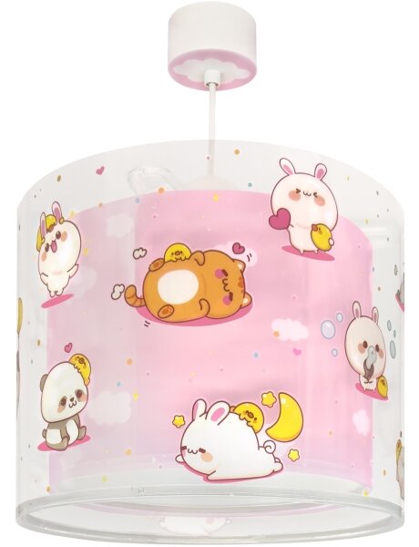Dalber 41762S - Детски полилей KAWAII FRIENDS 1xE27/15W/230V розов