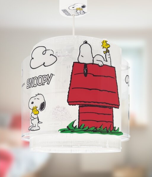 Dalber 76302 - Детски полилей SNOOPY 1xE27/15W/230V бял/червен