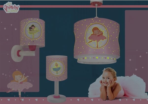 Dalber 60919 - Детска стенна лампа PRINCESS DANCE 1xE27/15W/230V розова