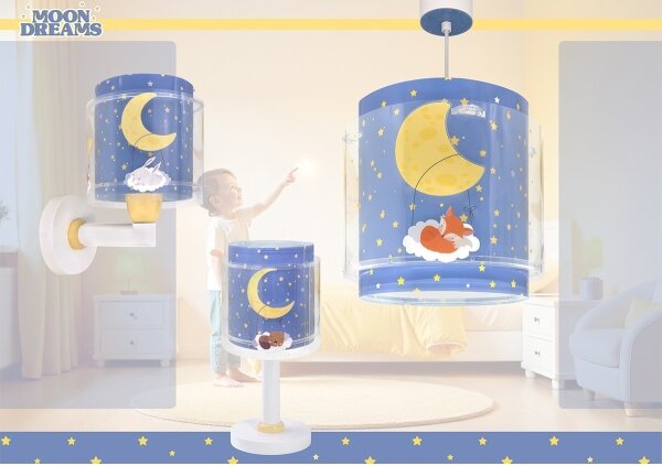 Dalber 76632 - Детски полилей MOON DREAMS 1xE27/15W/230V син