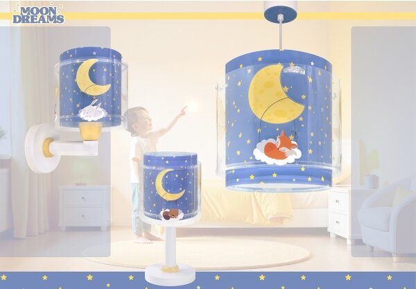 Dalber 76639 - Детска стенна лампа MOON DREAMS 1xE27/15W/230V синя