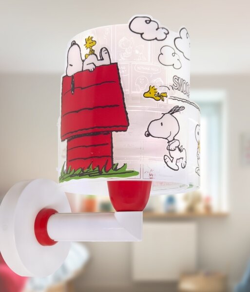 Dalber 76309 - детска стенна лампа SNOOPY 1xE27/15W/230V бяла/червена