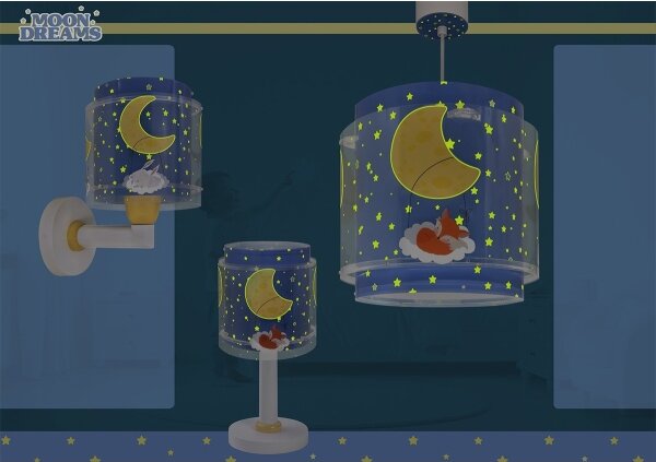 Dalber 76632 - Детски полилей MOON DREAMS 1xE27/15W/230V син
