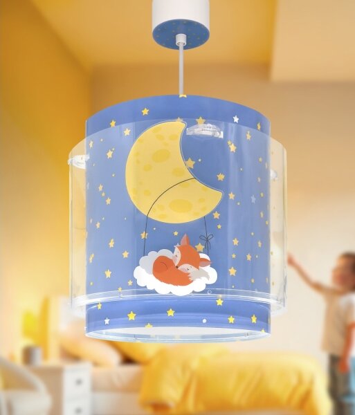 Dalber 76632 - Детски полилей MOON DREAMS 1xE27/15W/230V син