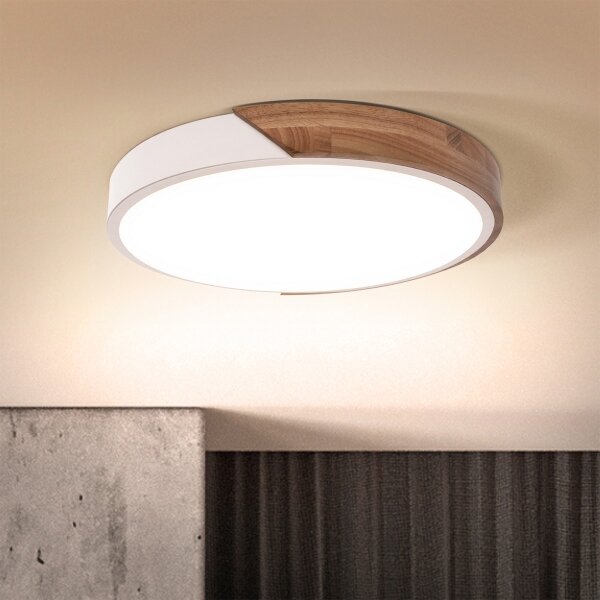 Brilagi - Димируемо LED осветително тяло PILANA LED/48W/230V дъб/бяло Ø 40 см + дистанционно управление