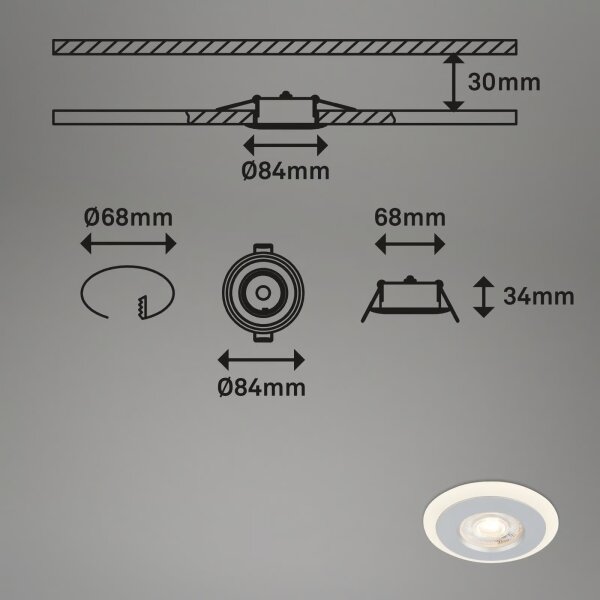 Briloner 7039034 - комплект от 3 вградени LED осветителни тела за баня 3xLED/5W/230V IP44 матов хром
