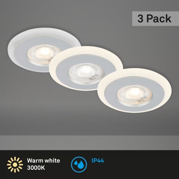 Briloner 7039034 - комплект от 3 вградени LED осветителни тела за баня 3xLED/5W/230V IP44 матов хром