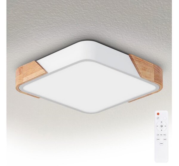 Brilagi - Димируемо LED осветително тяло PILANA LED/48W/230V дъб/бяло 42x42 см + дистанционно управление