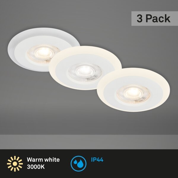 Briloner 7039036 - КОМПЛЕКТ 3x LED вградено таванно осветително тяло за баня 3xLED/5W/230V IP44 бяло