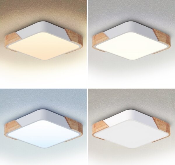 Brilagi - Димируемо LED осветително тяло PILANA LED/48W/230V дъб/бяло 42x42 см + дистанционно управление
