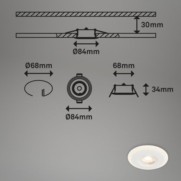 Briloner 7039036 - КОМПЛЕКТ 3x LED вградено таванно осветително тяло за баня 3xLED/5W/230V IP44 бяло
