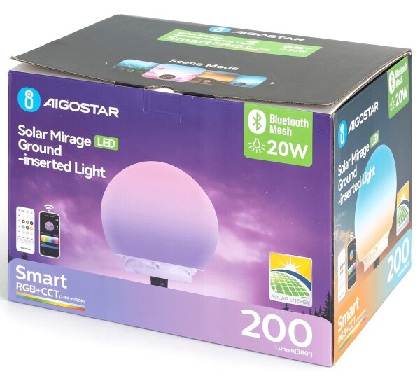 Aigostar-LED RGB димируема външна MESH лампа 20W/3,7V 4000mAh 2700-6500K IP65 диаметър 20 cm