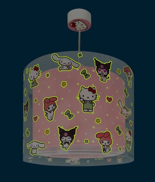 Dalber 41252 - Детски полилей HELLO KITTY&FRIENDS 1xE27/15W/230V розов