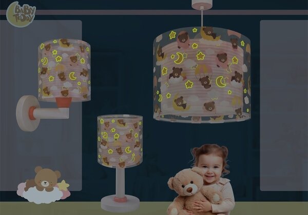 Dalber 41572S - Детски полилей BABY TEDDY 1xE27/15W/230V розов