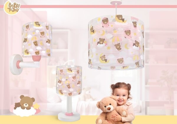 Dalber 41572S - Детски полилей BABY TEDDY 1xE27/15W/230V розов