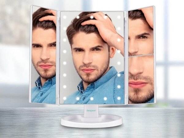 Beper - Козметично огледало с LED подсветка 4xAAA/5V