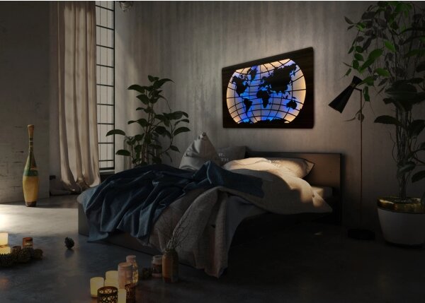 Li-Go 4709/DUB2 - LED RGBW стенна декорация LED/24W/230V 125x74 cm дъб + дистанционно управление