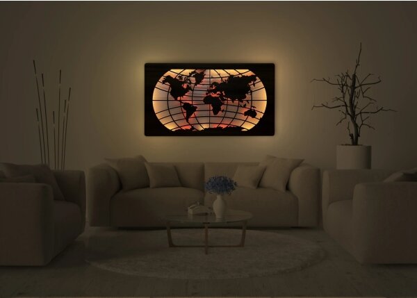 Li-Go 4709/DUB2 - LED RGBW стенна декорация LED/24W/230V 125x74 cm дъб + дистанционно управление