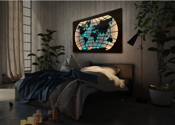 Li-Go 4709/DUB2 - LED RGBW стенна декорация LED/24W/230V 125x74 cm дъб + дистанционно управление