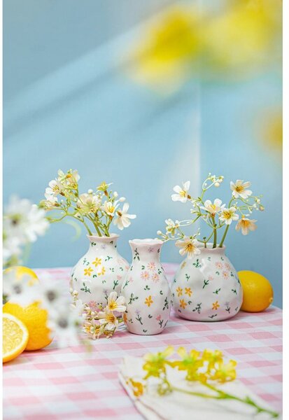 Кремави глинени вази в комплект 3 бр. (височина 10 cm) Ditsy Floral – Sass & Belle