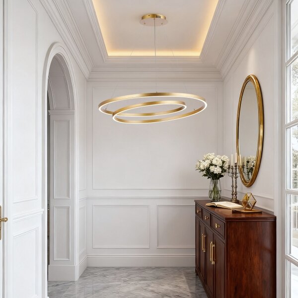 Brilagi-LED Полилей с димер на кабел TWISTER LED/105W/230V диам. 100 cm златист + дистанционно управление