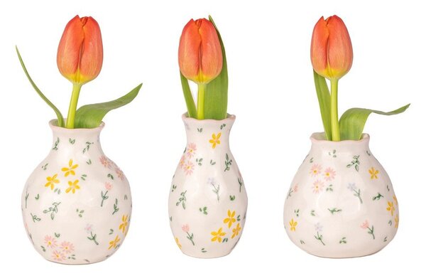 Кремави глинени вази в комплект 3 бр. (височина 10 cm) Ditsy Floral – Sass & Belle