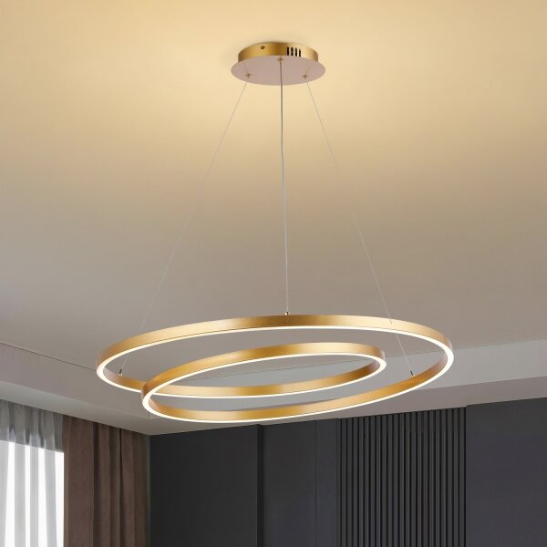 Brilagi-LED Полилей с димер на кабел TWISTER LED/105W/230V диам. 100 cm златист + дистанционно управление