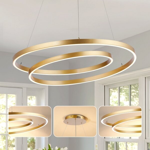 Brilagi-LED Полилей с димер на кабел TWISTER LED/105W/230V диам. 100 cm златист + дистанционно управление