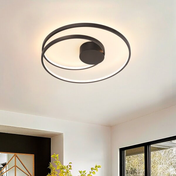 Brilagi- димируемо LED таванно осветително тяло TWISTER LED/48W/230V диам. 50 см, черно + с дистанционно управление