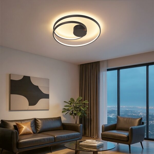 Brilagi- димируемо LED таванно осветително тяло TWISTER LED/48W/230V диам. 50 см, черно + с дистанционно управление