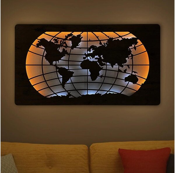 Li-Go 4868/DUB2 - LED стенна декорация LED/24W/230V 110x60 cm дъб/световна карта