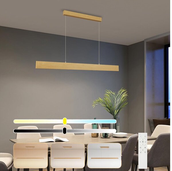 BRILAGI - LED димируем полилей на кабел SLIMLINE LED/40W/230V 3000-6000K дъбов декор + дистанционно управление