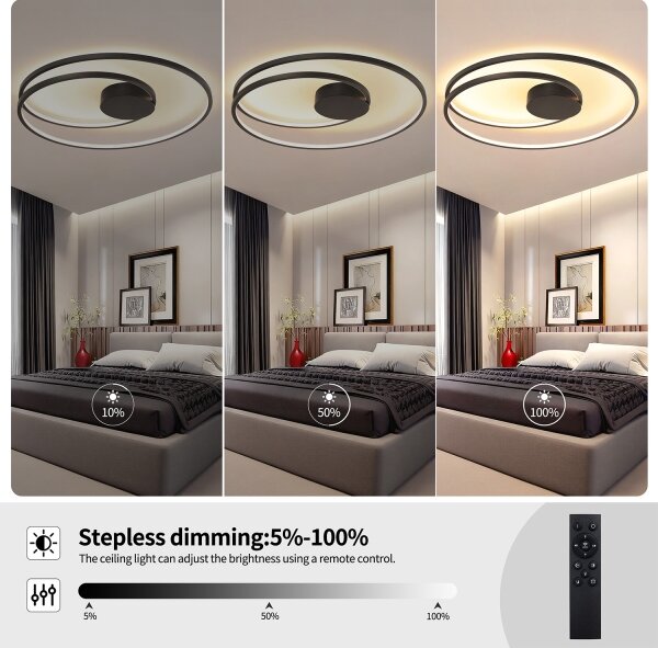 Brilagi- Димируемо LED таванно осветително тяло TWISTER LED/105W/230V Ø100 см черно + ДУ