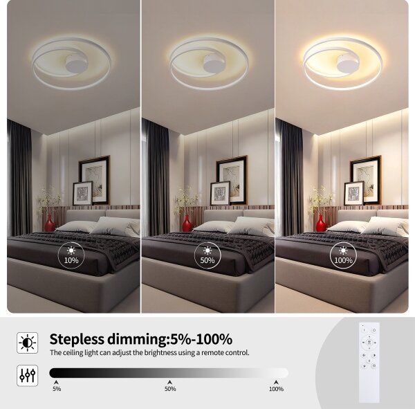 Brilagi - LED димируемо таванно осветително тяло TWISTER LED/48W/230V, диаметър 50 см, бяло + дистанционно управление
