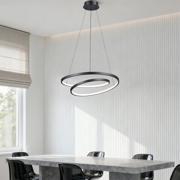 Brilagi-LED Полилей с възможност за димиране на кабел TWISTER LED/48W/230V Ø 50 см черен + дистанционно управление