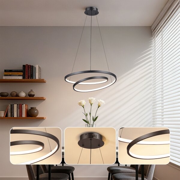Brilagi-LED Полилей с възможност за димиране на кабел TWISTER LED/48W/230V Ø 50 см черен + дистанционно управление