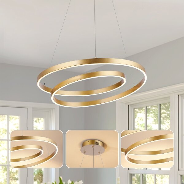 Brilagi-LED Димируем полилей на кабел TWISTER LED/48W/230V Ø 50 см златист +ДУ
