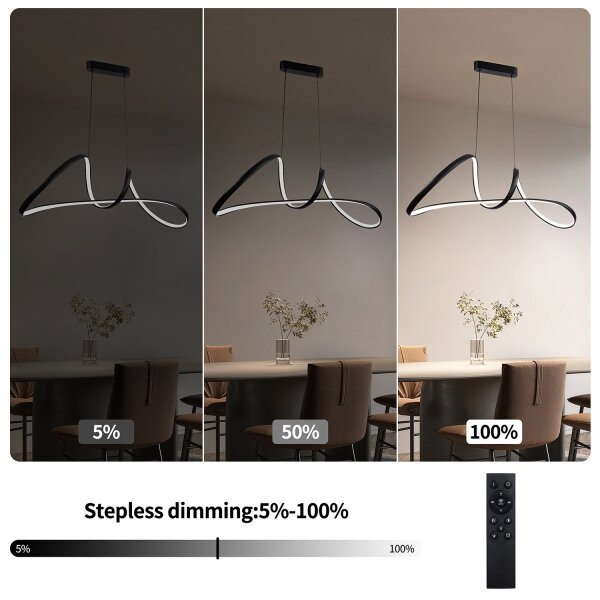 Brilagi-LED Димируем полилей на кабел TWISTER LED/60W/230V 3000-6000K черен+ДУ