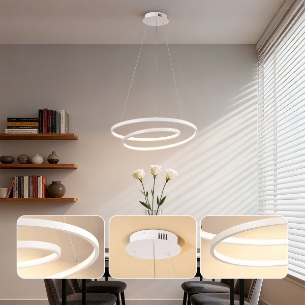 Brilagi-LED Димируем полилей на кабел TWISTER LED/48W/230V Ø 50 см бял + дистанционно управление