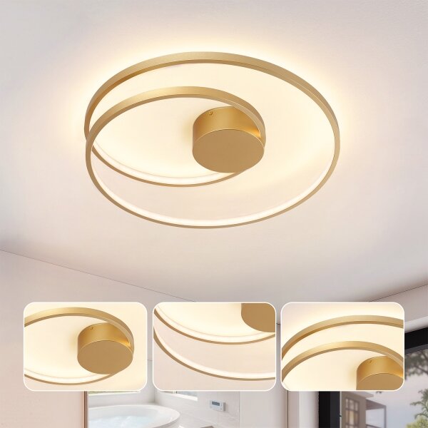 Brilagi- димируемо LED таванно осветително тяло TWISTER LED/48W/230V Ø 50 см златисто +ДУ