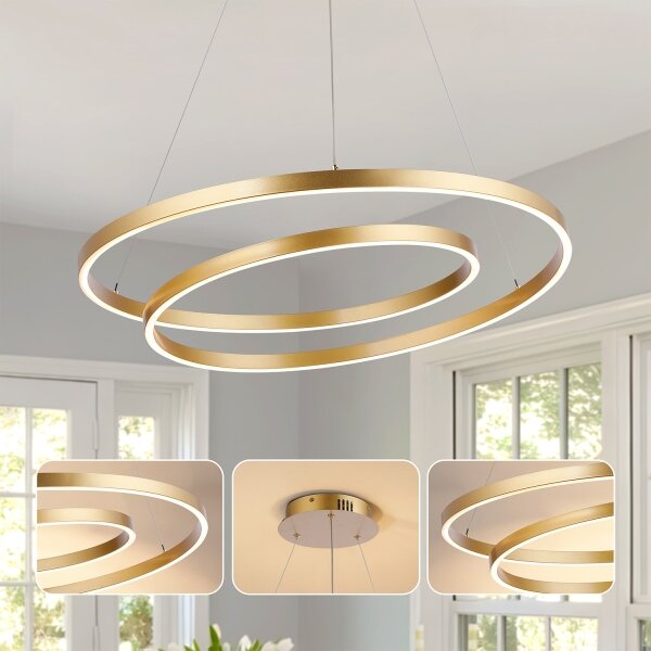 Brilagi-LED Димируема полилей на кабел TWISTER LED/75W/230V Ø 70 см златист +ДУ