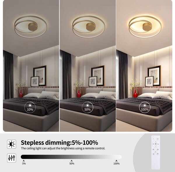 Brilagi- димируемо LED таванно осветително тяло TWISTER LED/48W/230V Ø 50 см златисто +ДУ