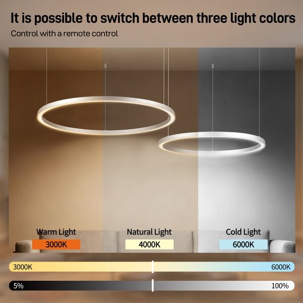 Brilagi - LED димируем полилей на кабел PORTOFINO LED/98W/230V сребрист + дистанционно управление