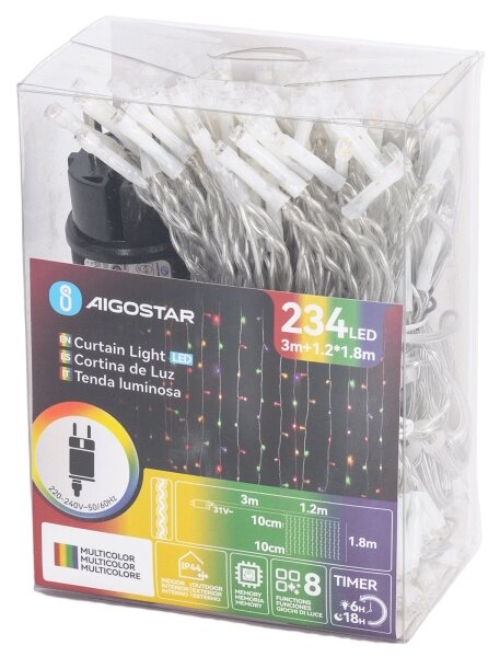 Aigostar - LED външен гирлянд 234 LED/8 функции 1,2x1,8 m IP44 многоцветен