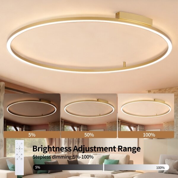 Brilagi - димируемо LED осветително тяло PORTOFINO LED/85W/230V с диаметър 120 см златно + дистанционно управление