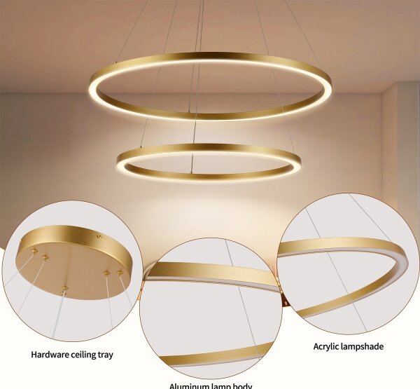 Brilagi - LED полилей с димер на кабел PORTOFINO LED/98W/230V Ø 80 см, златист, с дистанционно управление