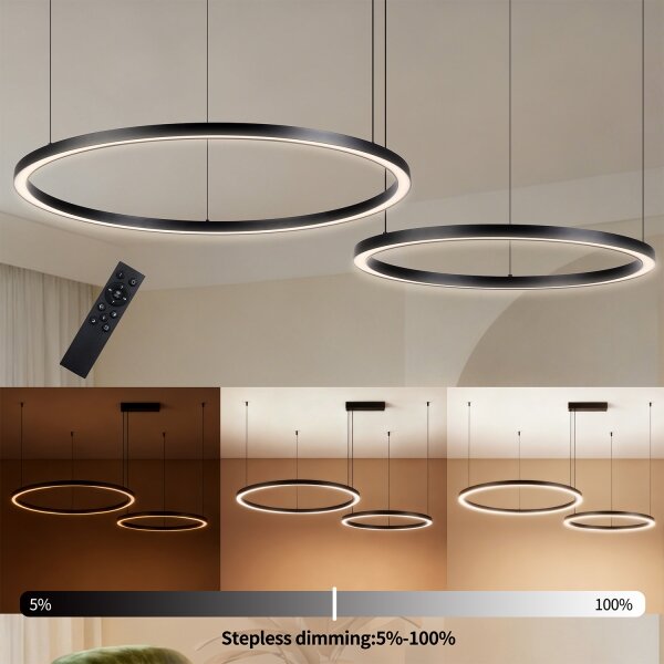 Brilagi - LED димируем полилей с кабелно окачване PORTOFINO LED/98W/230V черен + дистанционно управление