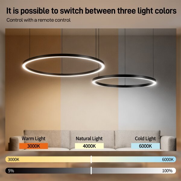 Brilagi - LED димируем полилей с кабелно окачване PORTOFINO LED/98W/230V черен + дистанционно управление