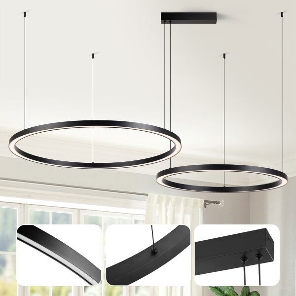 Brilagi - LED димируем полилей с кабелно окачване PORTOFINO LED/98W/230V черен + дистанционно управление